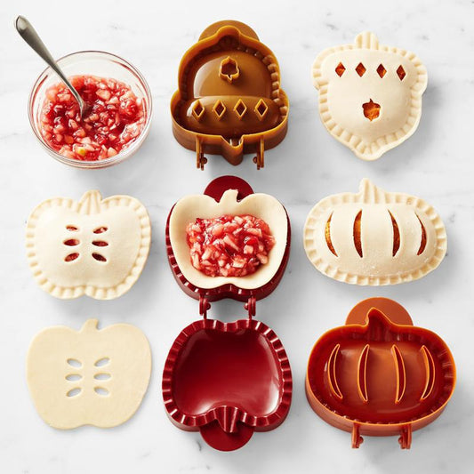 Fall Hand Pie Molds Set-Home & Decor-Elevate your holiday baking with the Fall Hand Pie Molds Set—3 festive shapes, mini dough press, and decorative knife for themed delights.-okidokibro