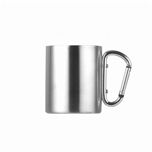Double-Layer Stainless Steel Carabiner Handle Cup-accessories for sports-DualGuard Carabiner Handle Cup - Crafted with inside 304 and outside 201 stainless steel, this double-layer cup offers high-temperature resistance.-okidokibro