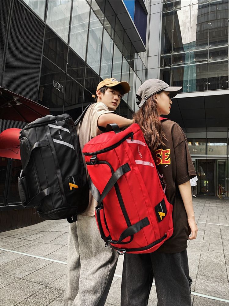 Large-capacity Duffle Bag Keep Run-Backpacks-Upgrade your college experience with this spacious and stylish backpack. Available in gray, black, or red, it's designed for comfort and practicality.-okidokibro