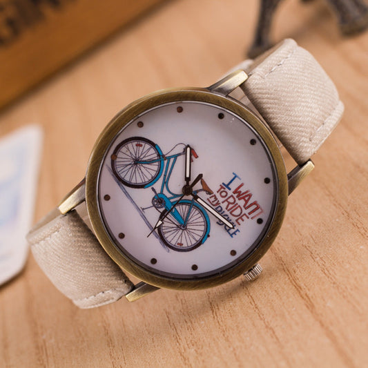Denim Vintage Watch-Watch-Embrace timeless style with our Denim Vintage Watch for bike enthusiasts. Quartz movement, genuine leather strap, and a range of stylish colors.-okidokibro