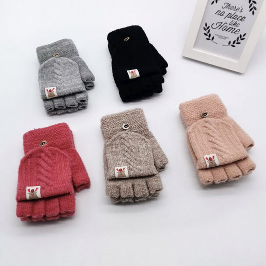 Knitted Woolen Gloves for Kids-Kids&Toys-Keep your little ones warm and stylish with our cozy and versatile flip-finger knitted woolen gloves. Perfect for daily wear.-okidokibro