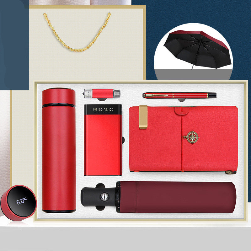 Deluxe Business Gift Set-Holiday Gifts-Elevate your corporate gifting with our Deluxe Business Gift Set, featuring a premium thermos cup, umbrella, notebook, and more.-okidokibro