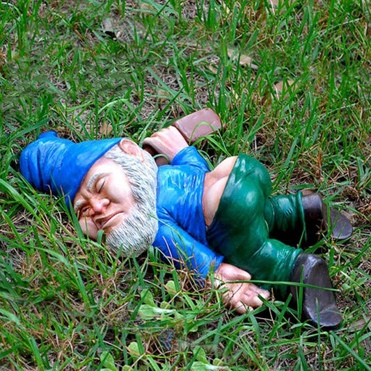Drunk Garden Gnome Decoration blue shirt 