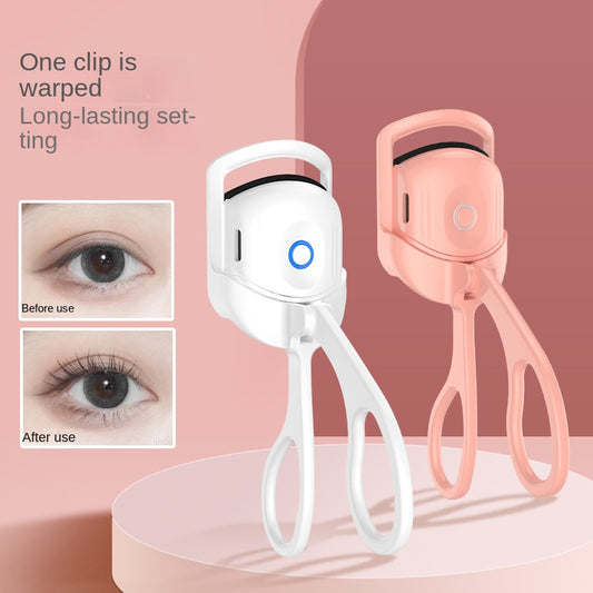 Electric Eyelash Curler 2 different colors showing before and after 