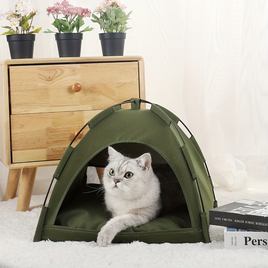 Cat Tent Bed With Removable Non-Slip Soft Pad, Portable Pet Tent Cave For Cats And Small Dogs Kitten Breathable Self-Cooling Pet Mat For Dogs And Cats 