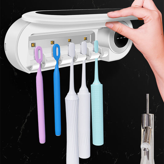 UV Toothbrush Holder showing it opened with toothbrushes inside 
