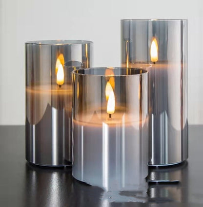 LED Electronic Candle Lamp Set – 3 Sizes grey 