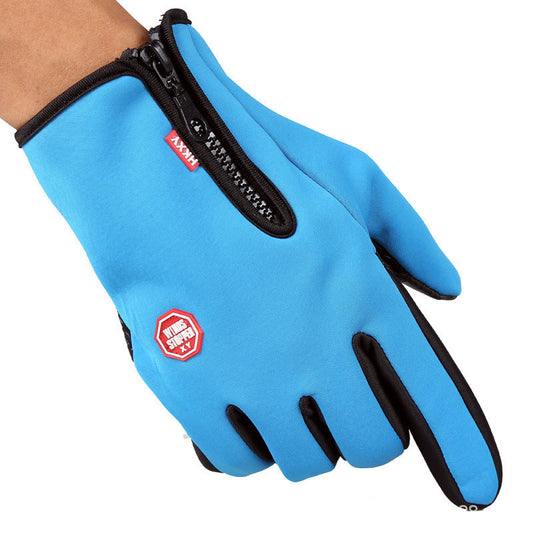 Zipper Ski Gloves-accessories for sports-Stay warm and prepared for winter sports with Full Finger Touch Screen Zipper Ski Gloves. Crafted for warmth, these gloves are also anti-skid and waterproof-okidokibro