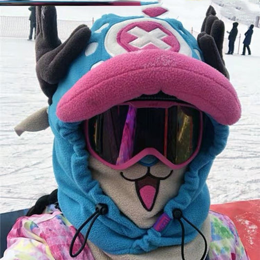 Kids Ski Head Cover with Ear Mask-accessories for sports-Protect your little ones from the cold with colorful ski head covers in blue, pink, and black. Size: L.-okidokibro