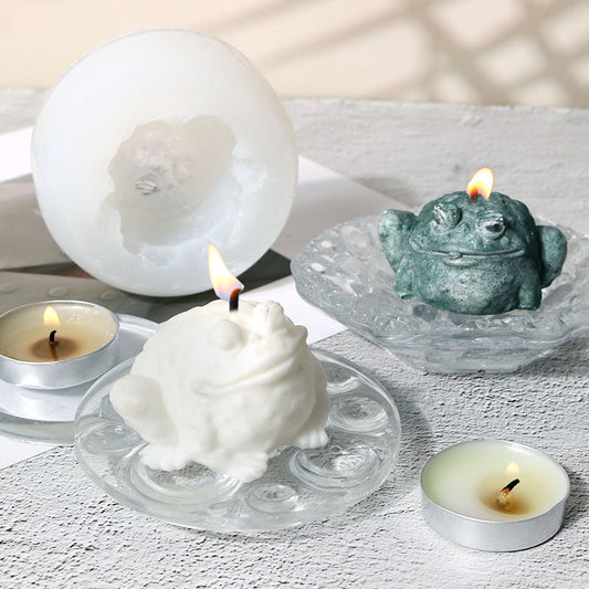 Frog Silicone Mold for Candles-Holiday Gifts-Get creative with our Frog Silicone Mold for Candles. Craft your own toad-shaped candles. Irregular shape, modern design. Size: 50x52x35mm.-okidokibro