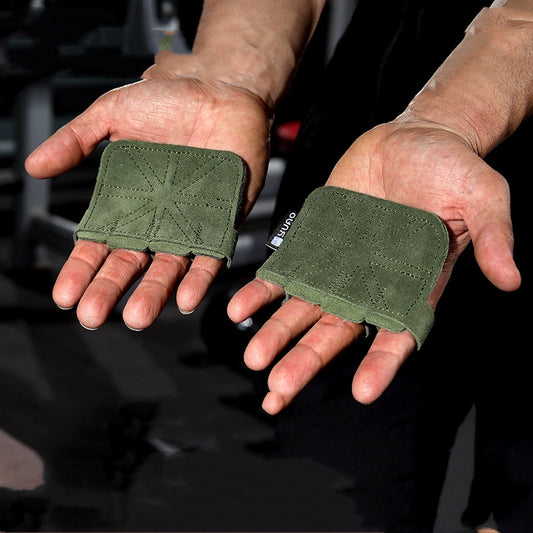 YUAO Half Finger Fitness Gloves-accessories for sports-Premium cowhide palm and wrist support. Available in army green, brown, and yellow. Sizes: S, M, L.-okidokibro