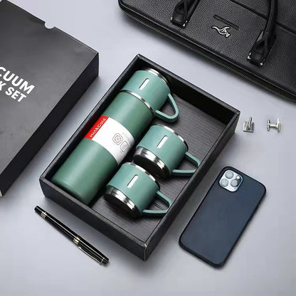 Elegance on the Go Stainless Steel Flask Set-Holiday Gifts-Sip in style with our Elegance on the Go Stainless Steel Flask Set. Choose from single cups or complete sets, crafted for durability and heat preservation.-okidokibro