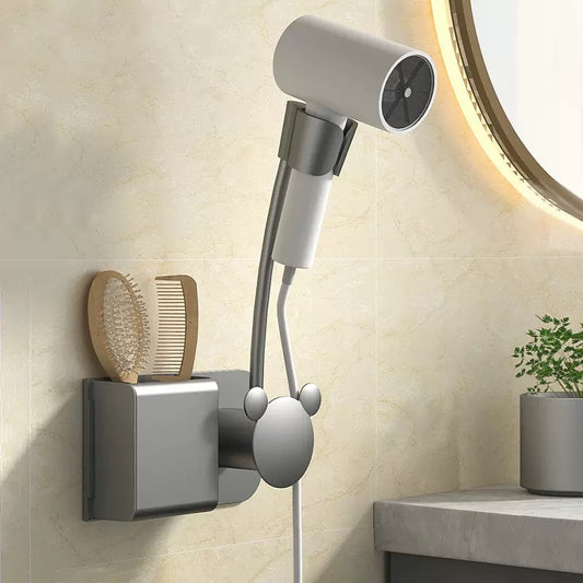 Wall-Mounted Hair Dryer Stand Grey