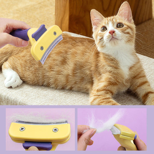 One Click Hair Removal Pet Comb, Automatic Hair Removal Cat Comb, Grooming Hair Removal Tool For Cats, Pet Cleaning Supply Professional Cat Hair Removal Brush Dog Hair Removal Tool