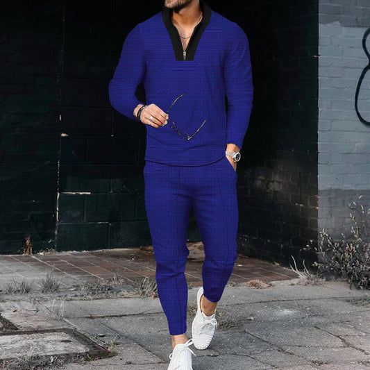Men's Patchwork Stand-up Collar Half Zip Suit-Fashion&Accessories-Discover a blend of fashion and comfort with our Men's Half Zip Suit in various colors. Perfect for any occasion.-okidokibro