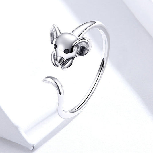 Cute Mouse Sterling Silver S925 Ring from the top 