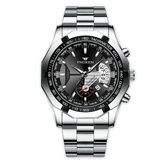 FNGEEN Silver Men's Quartz Analog Watch-Jewelry & Watches-Enhance your style with our Silver Men's Quartz Analog Watch. Precise, durable, and water-resistant, it's the perfect gift for any occasion.-okidokibro