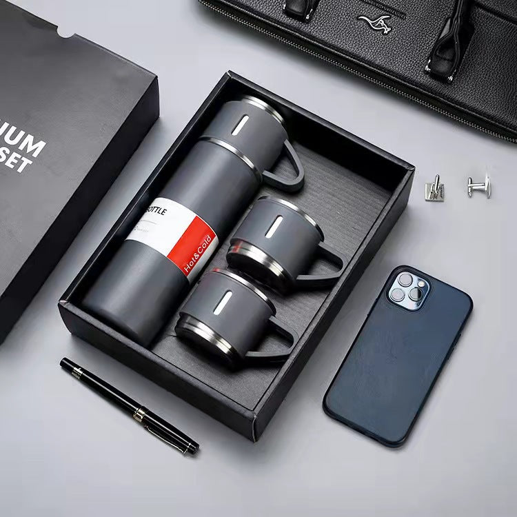 Elegance on the Go Stainless Steel Flask Set-Holiday Gifts-Sip in style with our Elegance on the Go Stainless Steel Flask Set. Choose from single cups or complete sets, crafted for durability and heat preservation.-okidokibro