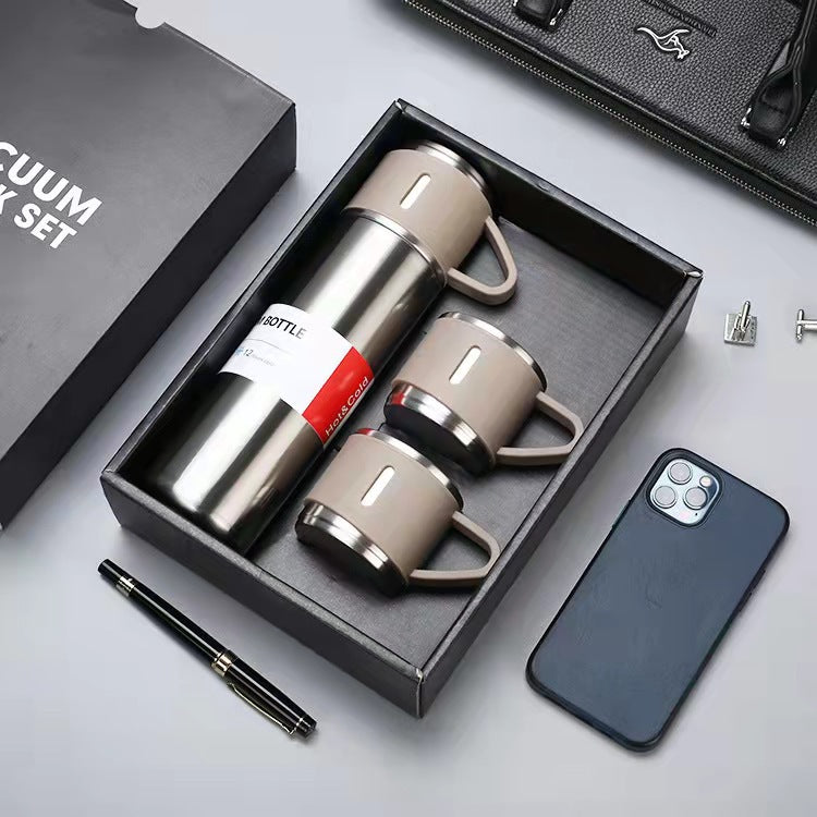 Elegance on the Go Stainless Steel Flask Set-Holiday Gifts-Sip in style with our Elegance on the Go Stainless Steel Flask Set. Choose from single cups or complete sets, crafted for durability and heat preservation.-okidokibro