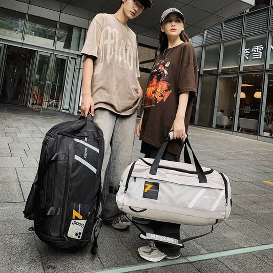 Large-capacity Duffle Bag Keep Run-Backpacks-Upgrade your college experience with this spacious and stylish backpack. Available in gray, black, or red, it's designed for comfort and practicality.-okidokibro