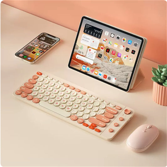 Brainy Wireless Keyboard and Mouse Set-Electronics & Gadgets-Upgrade your typing experience with the Brainy Wireless Keyboard and Mouse Set. 84 keys, low axis, versatile connectivity options - perfect for office, tablet, and laptop use!-okidokibro
