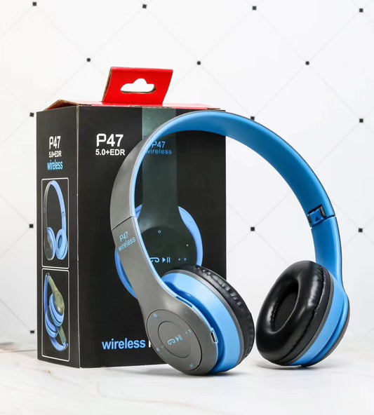 P47 Wireless Headphones blue color 