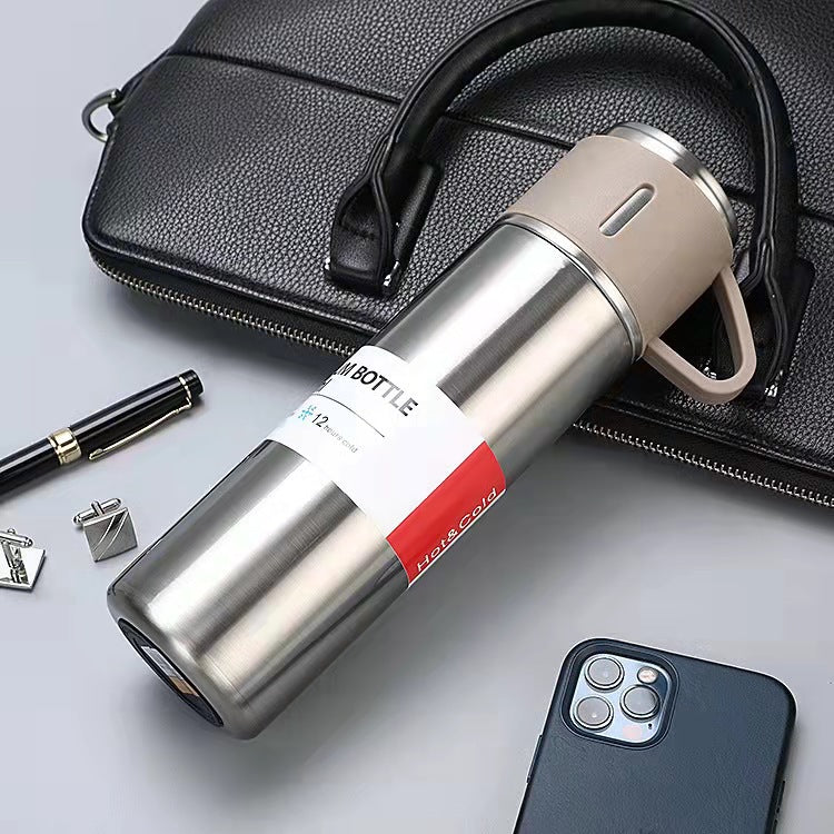 Elegance on the Go Stainless Steel Flask Set-Holiday Gifts-Sip in style with our Elegance on the Go Stainless Steel Flask Set. Choose from single cups or complete sets, crafted for durability and heat preservation.-okidokibro