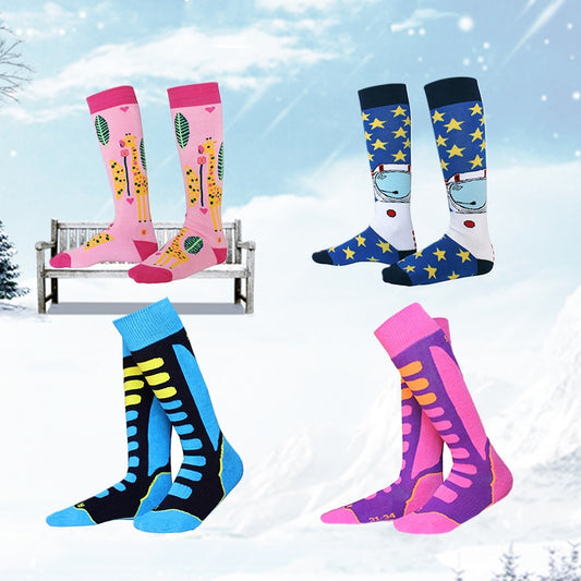 Children's Tall Tube Ski Socks - Warm & Thickened-accessories for sports-Enhance your child's skiing experience with Warm, Thickened Ski Socks - Available in various sizes and fun colors.-okidokibro