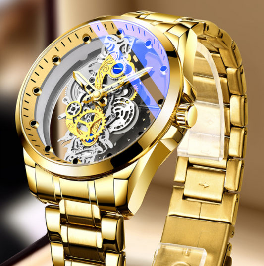Luminous Skeleton Quartz Watch Gold