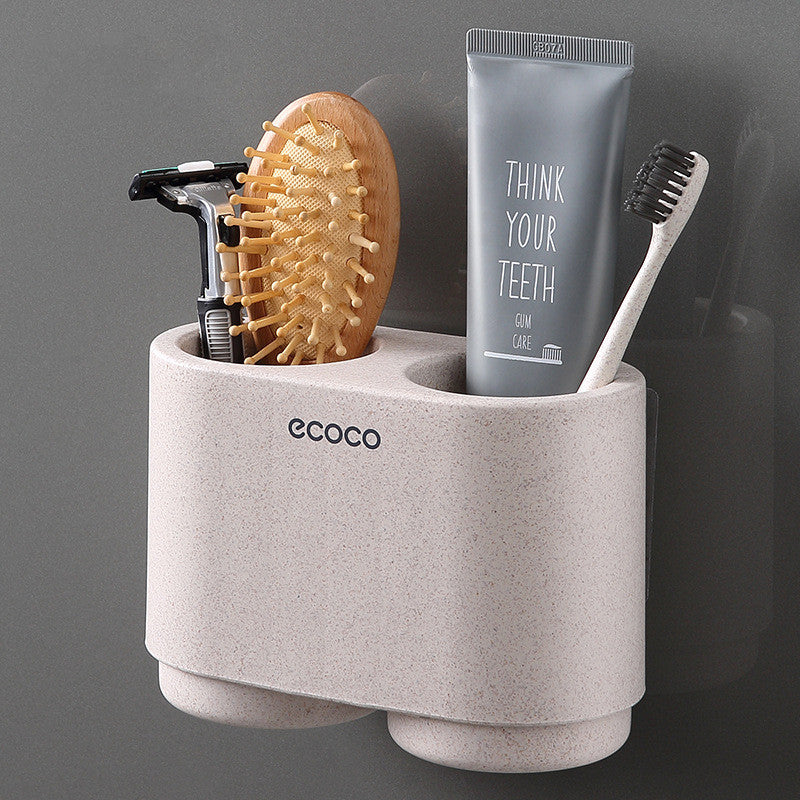 ECOCO Toothbrush Holder Beige on the Wall 