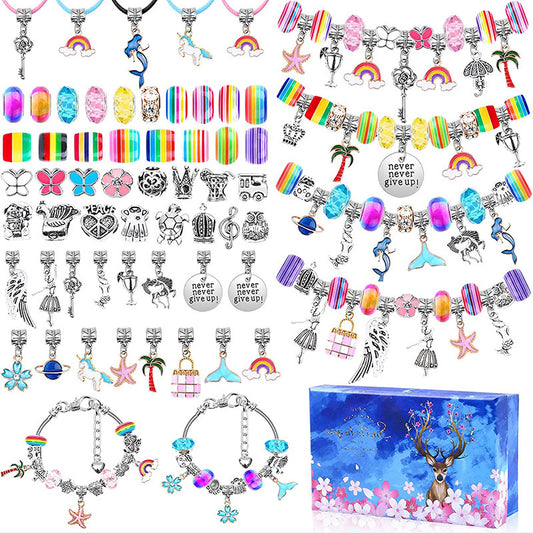 DIY Christmas Jewelry Charm Kit-Type_Holiday Gift-For a stunning and unique gift, choose our 112 PCS DIY Christmas Jewelry Charm Kit. It's a creative and skin-friendly choice for crafting unique jewelry.-okidokibro